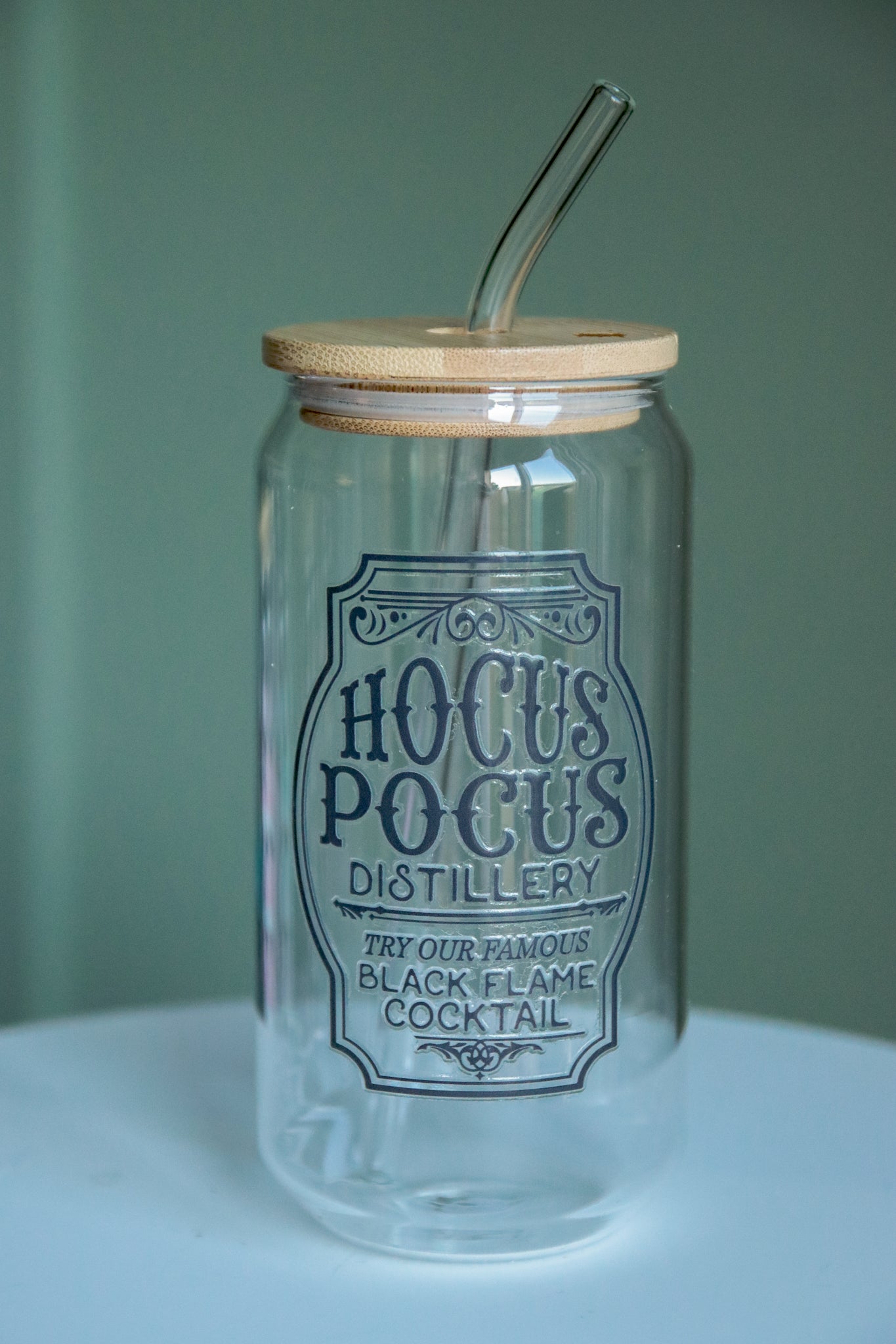 Hocus Pocus Glass with Bamboo Lid and Straw