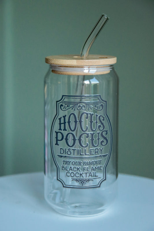 Hocus Pocus Glass with Bamboo Lid and Straw