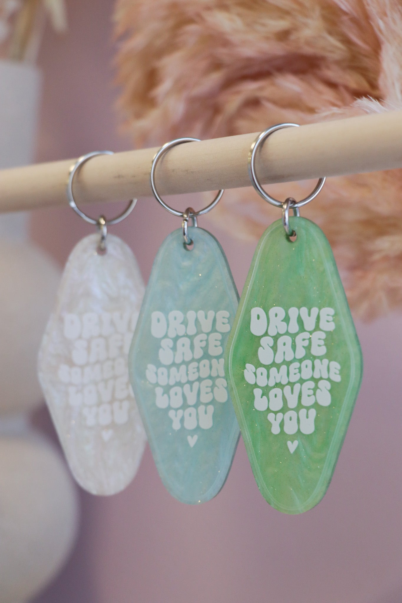 Drive Safe, Someone Loves You Retro Motel Keychain