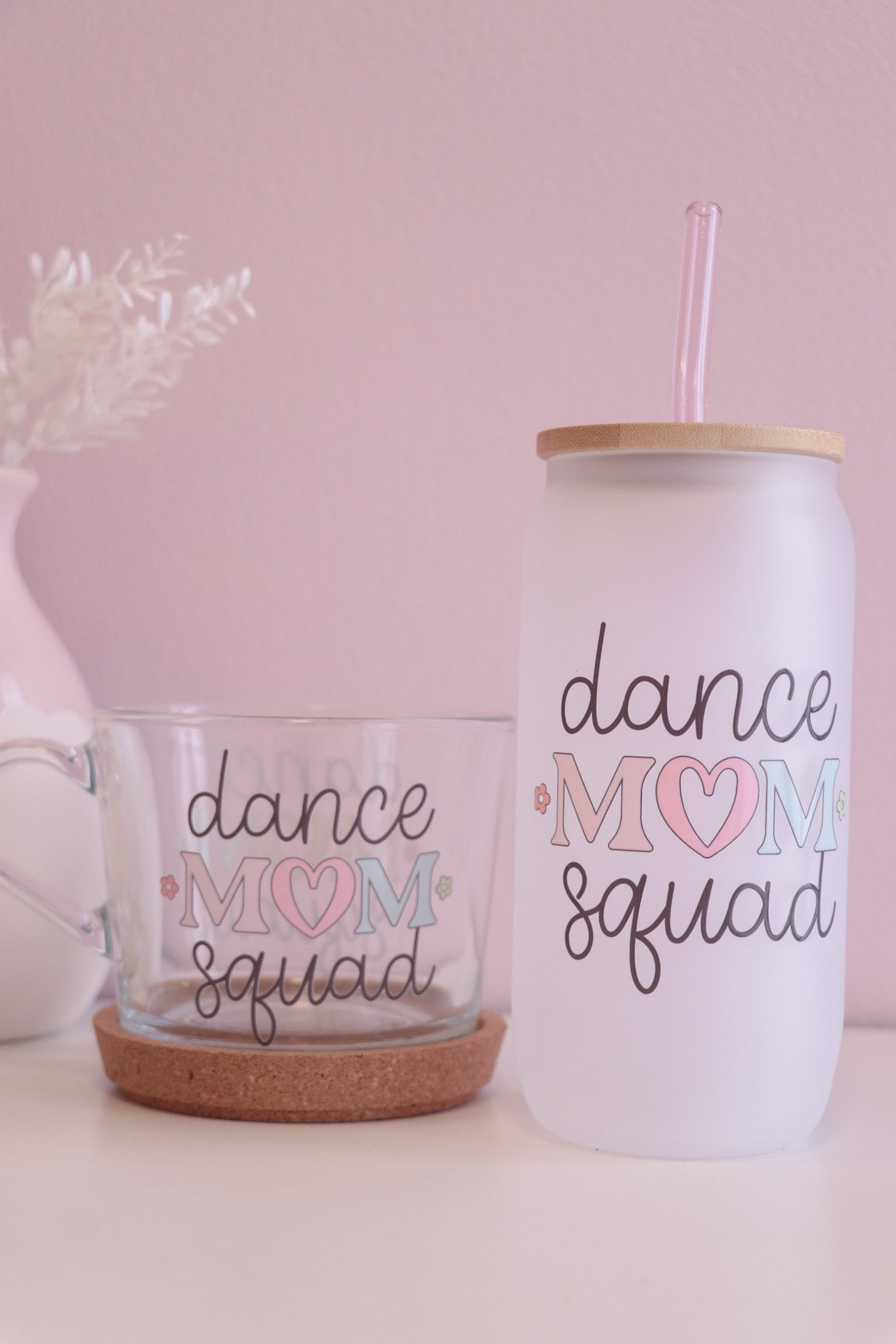 Dance Mom Squad Glass with Bamboo Lid and Straw