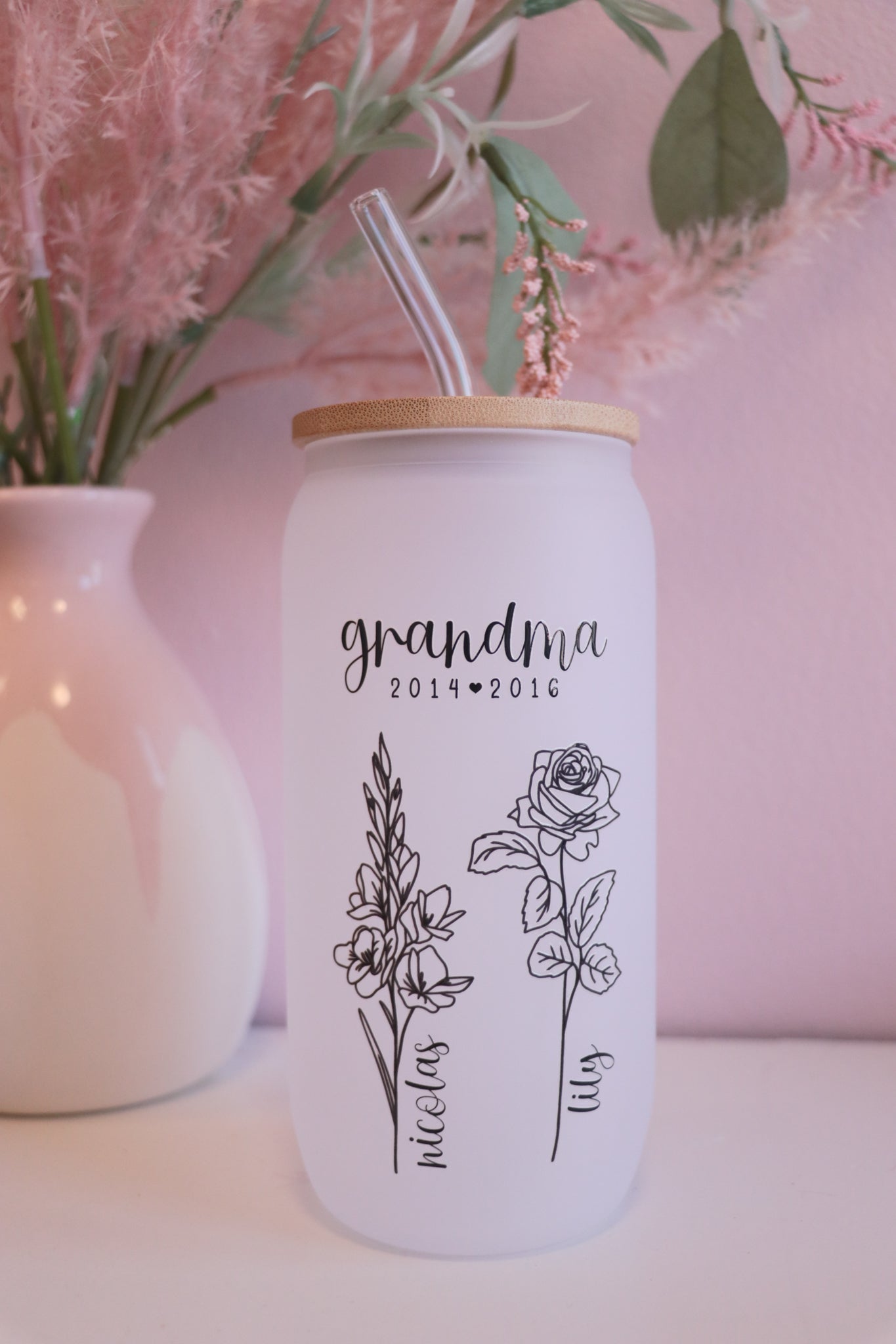 Birth Month Flower Personalized Glass