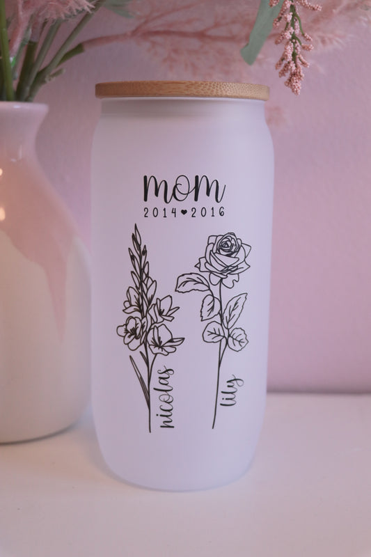 Birth Month Flower Personalized Glass