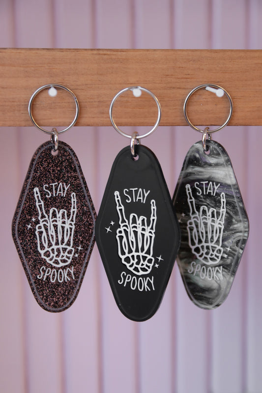 Stay Spooky Halloween Retro Motel Keychain