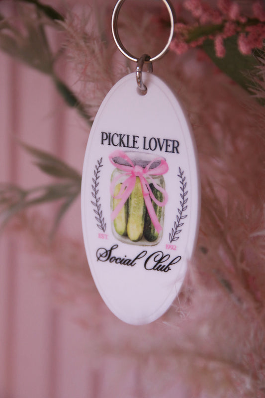 Pickle Lover Social Club Keychain