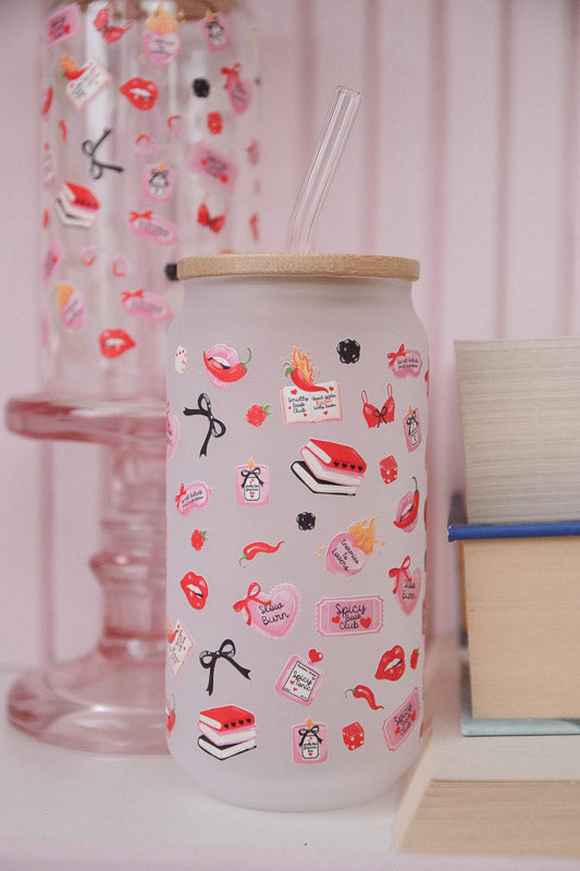 Spicy Romance Lover Glass with Bamboo Lid and Straw