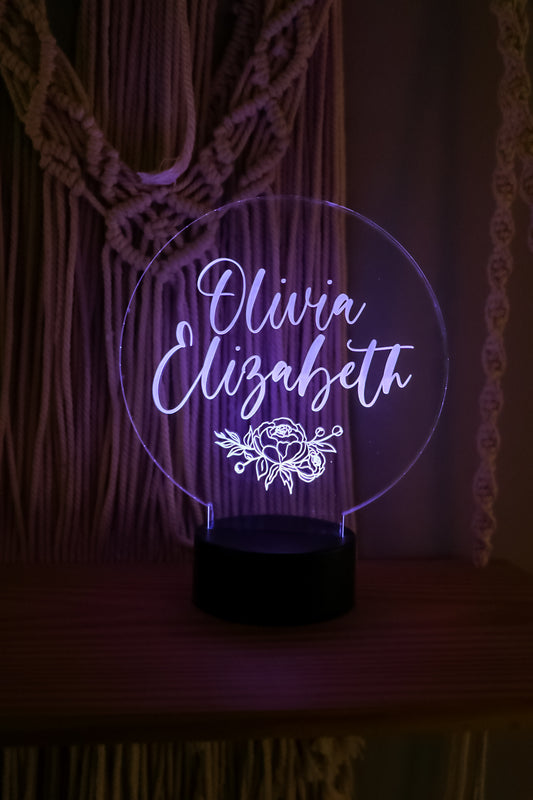 Floral Personalized Name LED Night Light