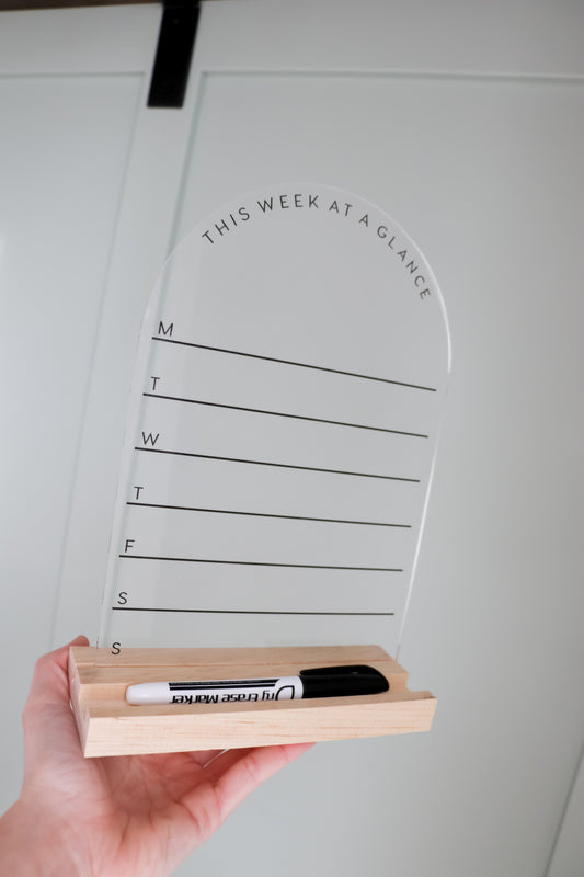 Acrylic Desk Sign | Calendar, To Do + Dinner Plan