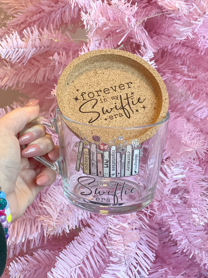 In My Swiftie Era Glass with Handle and Cork Engraved Coaster