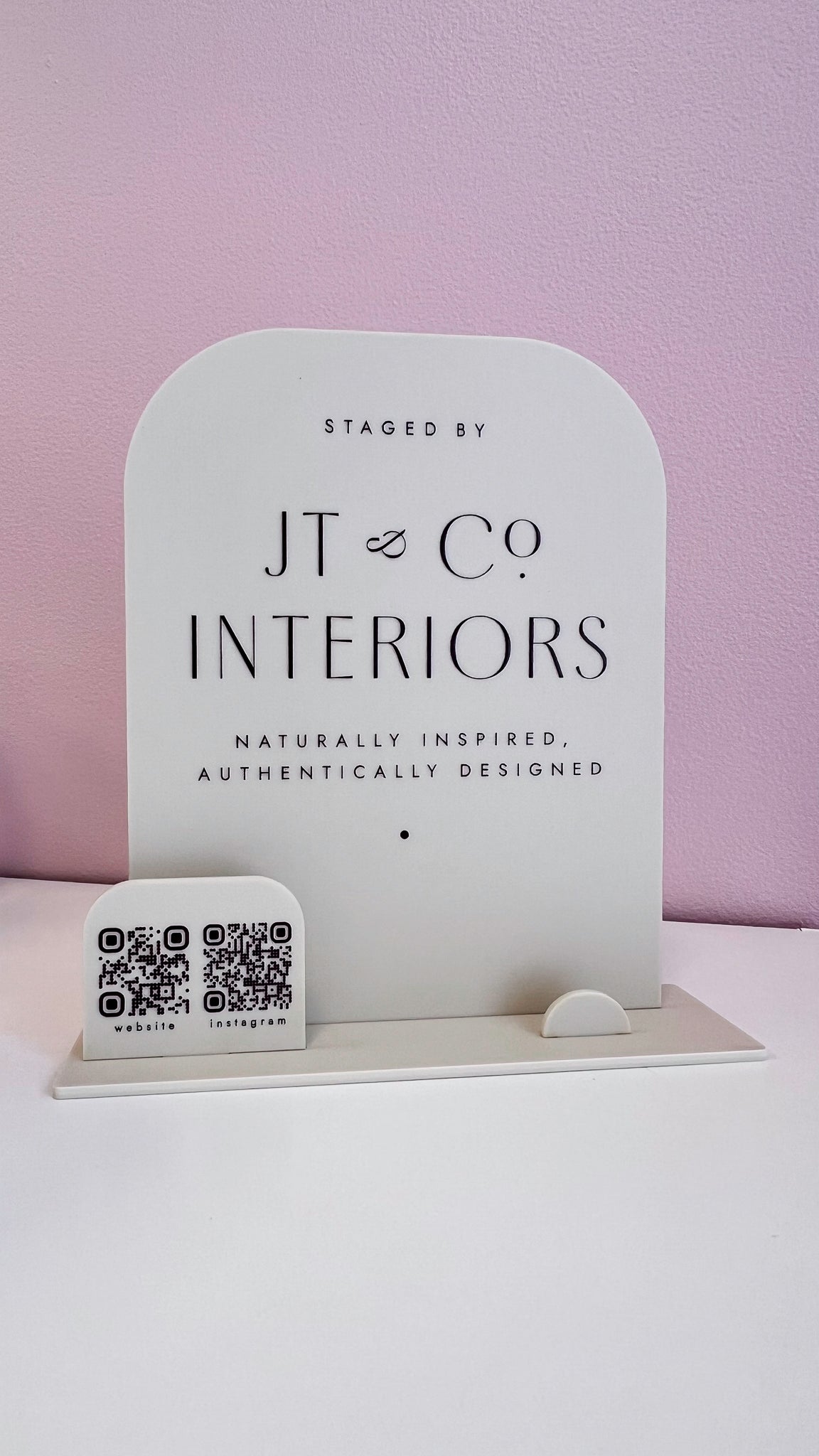 Social Sign with Base and Business Card Slot