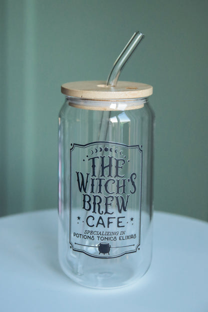 Witches Brew Glass with Bamboo Lid and Straw