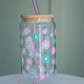 Retro Flower Glass with Bamboo Lid and Straw