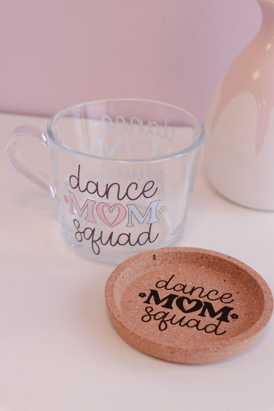 Dance Mom Club Glass with Coaster Set