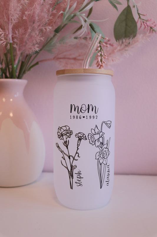 Birth Month Flower Personalized Glass