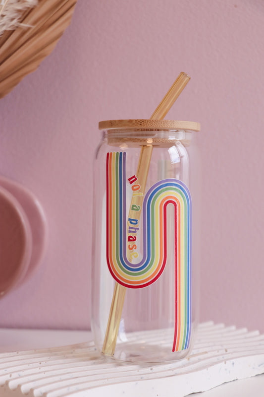 Not a Phase Glass with Bamboo Lid + Straw