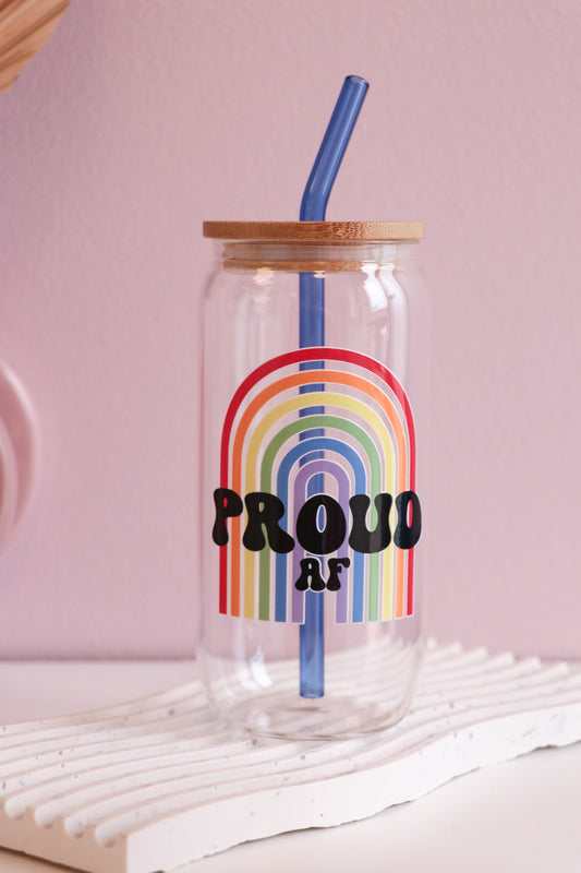 Proud AF Glass with Bamboo Lid + Straw