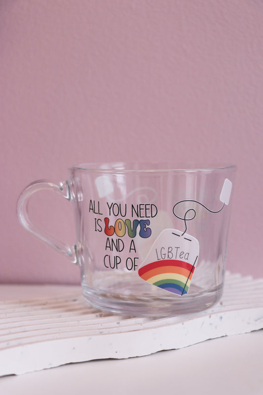 Love and LGBTea Glass with Handle