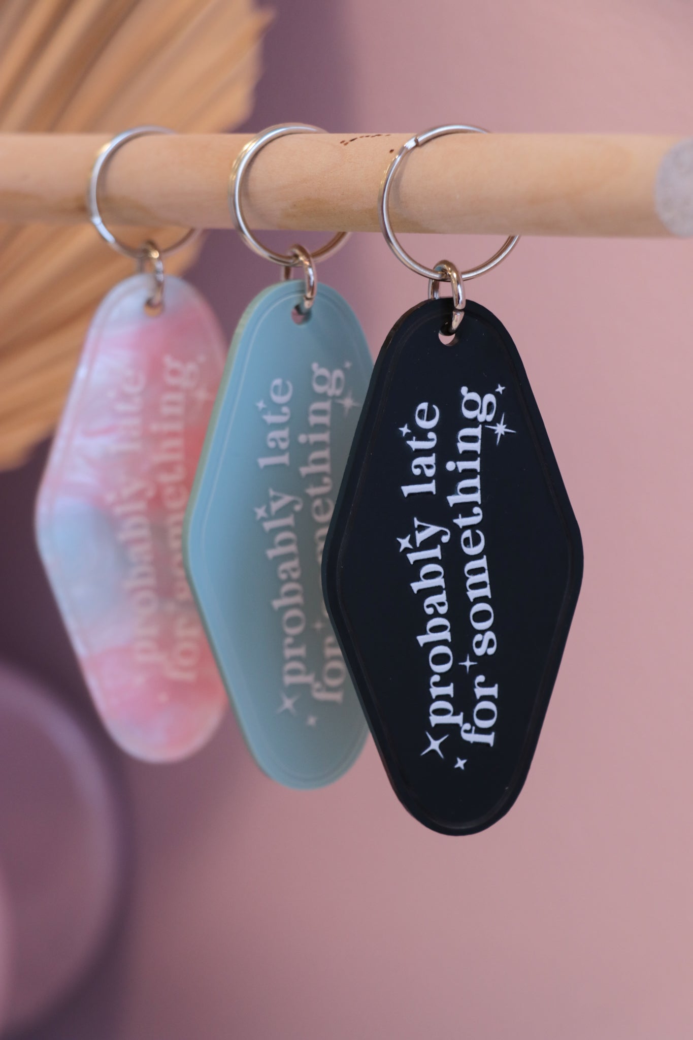 Probably Late for Something Retro Motel Keychain