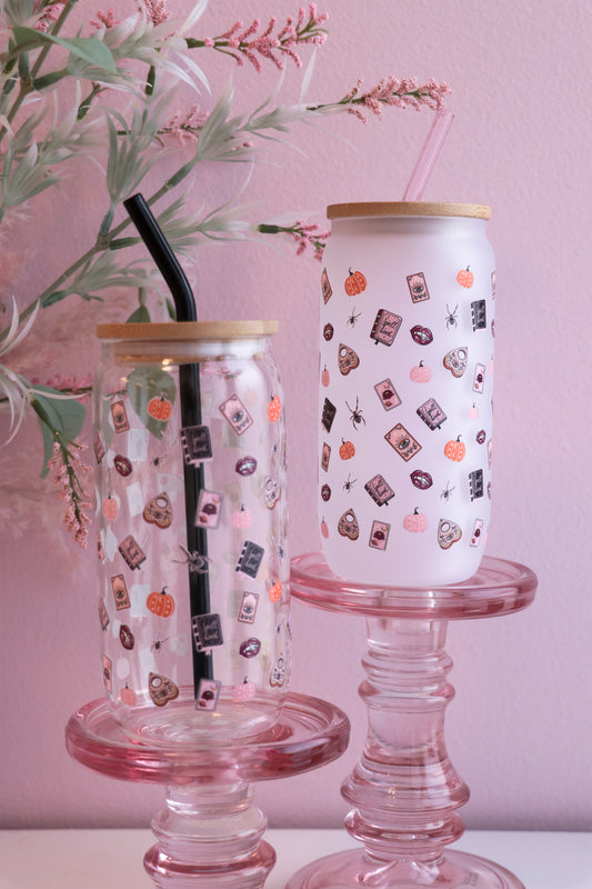 Witchy Glass with Bamboo Lid and Straw