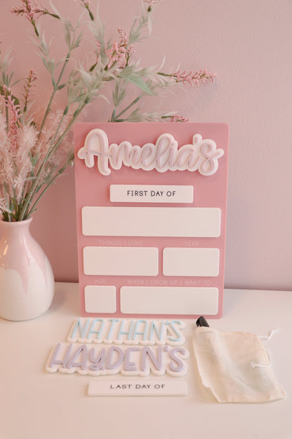 First Day Of / Last Day Of School Sign - Interchangeable Name