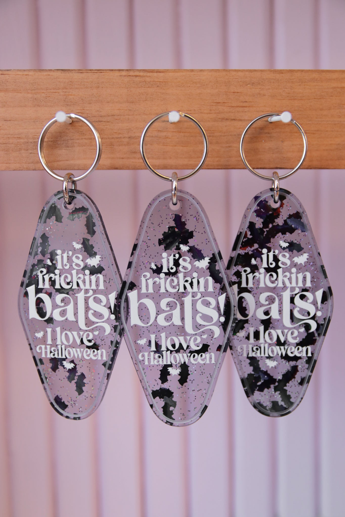 Its Frickin Bats Halloween Retro Motel Keychain