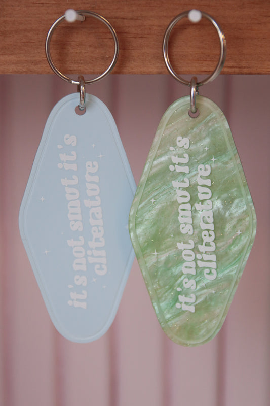 It's Not Smut It's Cliterature Retro Motel Keychain