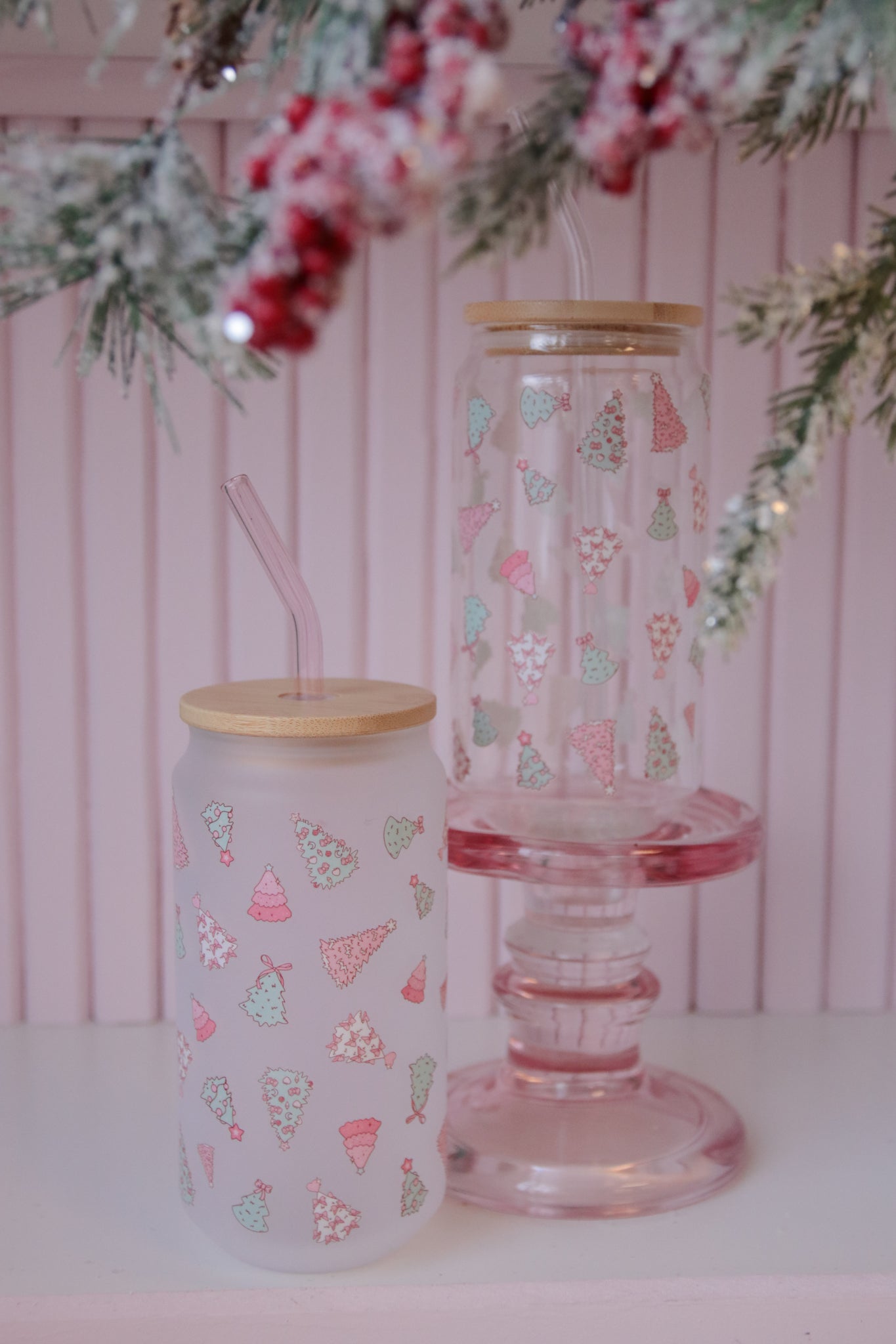Tree Farm Glass with Bamboo Lid and Straw