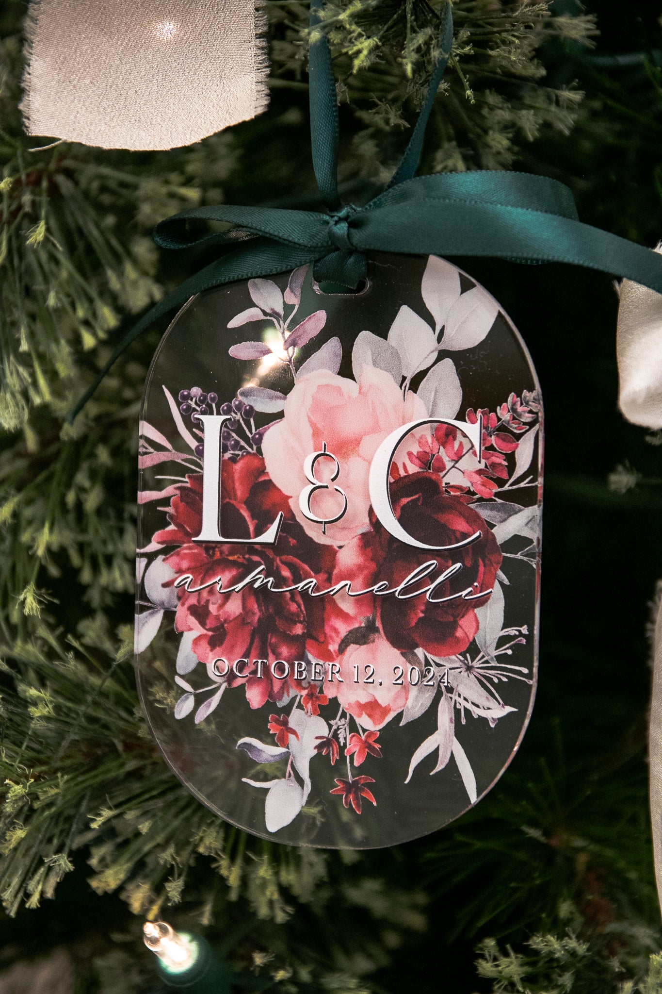 Initial First Christmas Married - In Bloom Ornament Collection