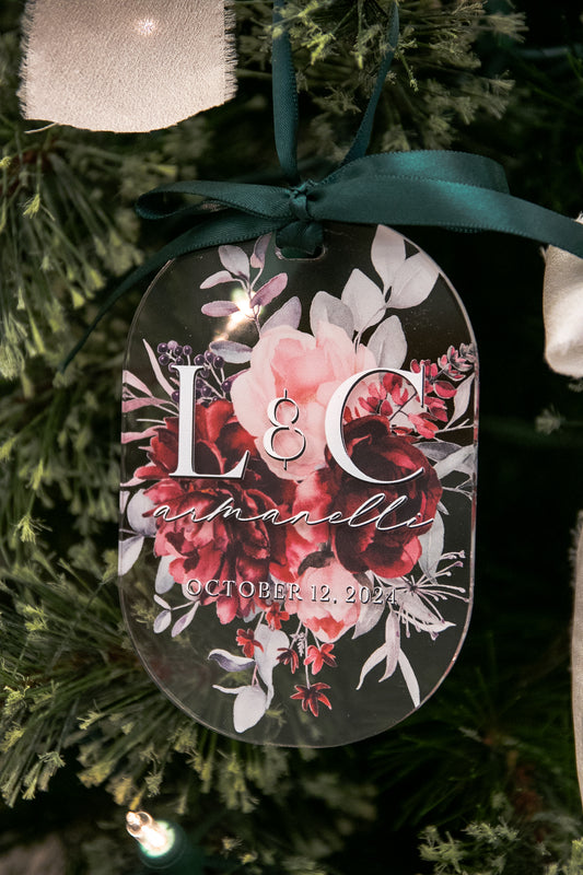 Initial First Christmas Married - In Bloom Ornament Collection