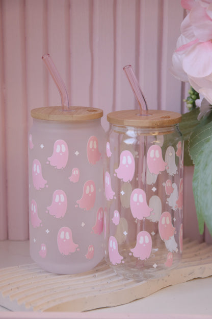 Ghost Glass with Bamboo Lid and Straw