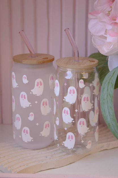 Ghost Glass with Bamboo Lid and Straw