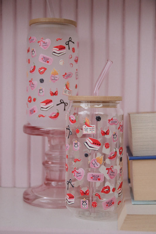 Spicy Romance Lover Glass with Bamboo Lid and Straw