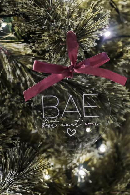 BAE Best Aunt Ever Christmas Ornament