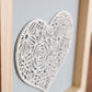 Laser Cut Framed Heart Sign - Grey and White
