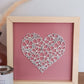 Laser Cut Framed Heart Sign - Mauve and White