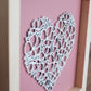 Laser Cut Framed Heart Sign - Mauve and White