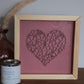 Laser Cut Framed Heart Sign - Mauve and Mauve