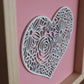 Laser Cut Framed Heart Sign - Light Pink and White