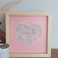 Laser Cut Framed Heart Sign - Light Pink and White