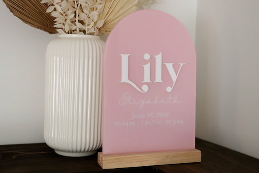 Acrylic Arch Birth Stats Sign