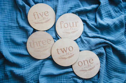 Month Milestone Plates | Laser Engraved Baby Month Milestone Signs, Baby Month Milestones, Month Milestone Sign, Baby Girl, Baby Boy, Rustic