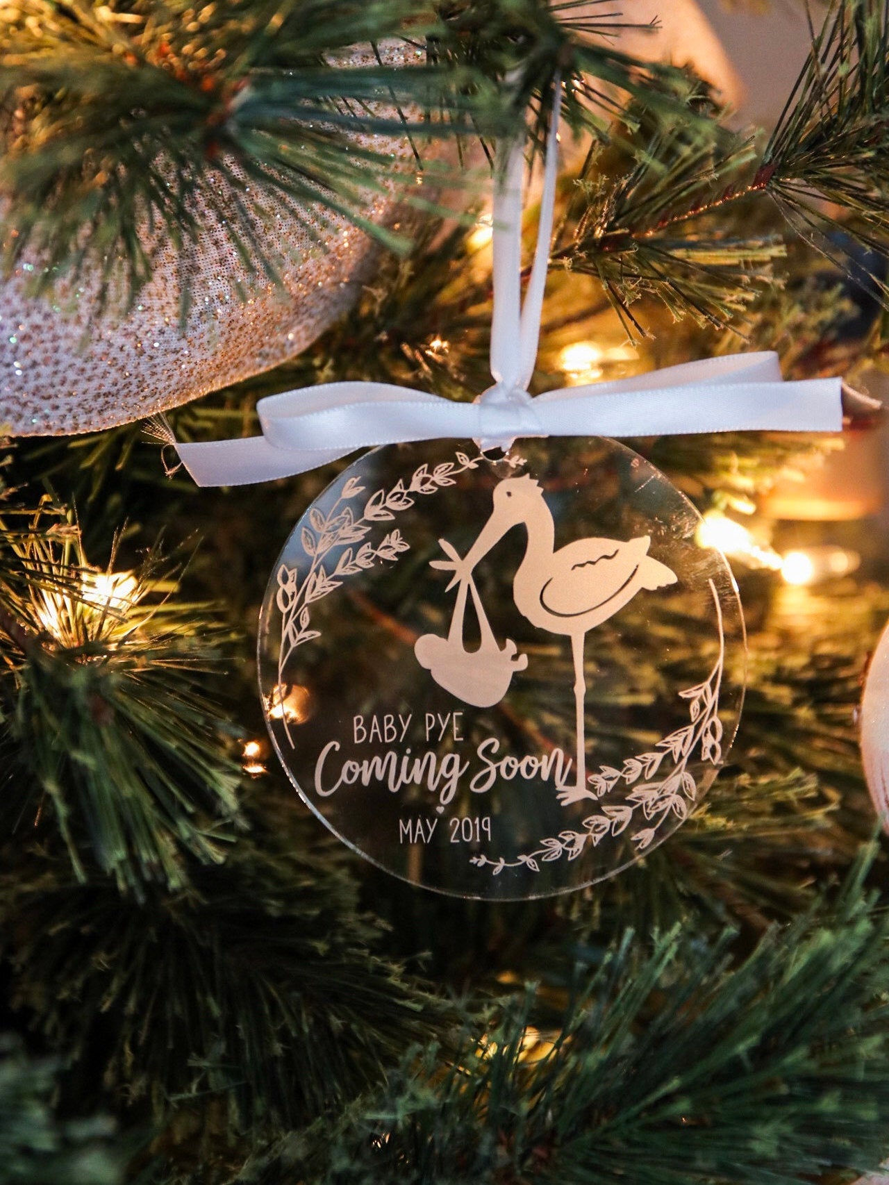 Coming Soon Stork Pregnancy Ornament